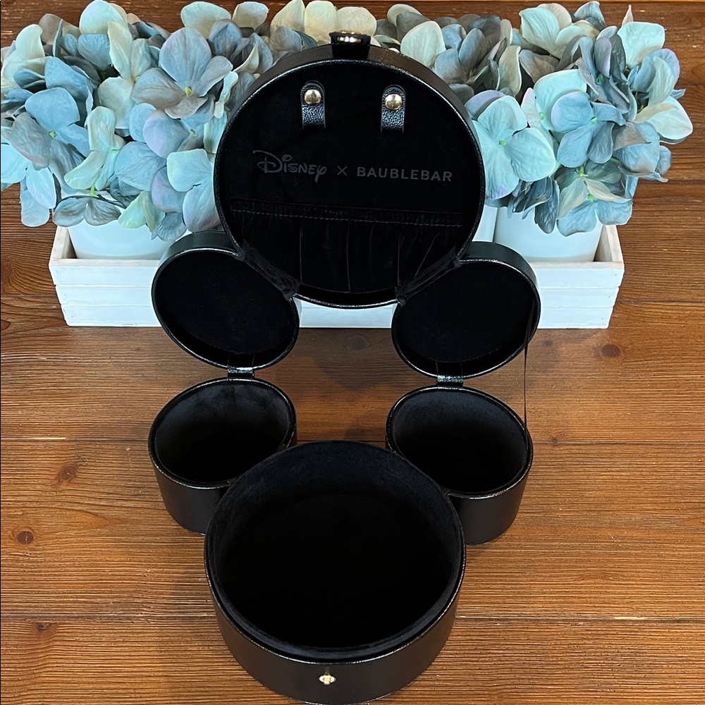 Bauble Bar Licensed Disney Mickey Mouse Metallic Black Jewelry Box Snap Case - Picture 4 of 12
